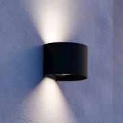 LED-ulkoseinälamppu Calpino 3, musta, leveys 14 cm, 2-lamppuinen.