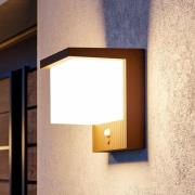 LED-ulkoseinälamppu Frigento ruosteenvärinen, korkeus 15 cm, anturi