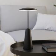 LED-akkulamppu Piccola, musta, korkeus 28 cm, metalli, IP54