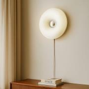 Lindby LED-pöytä-/seinälamppu Fjora, valkoinen/kromi, Ø 30 cm, himmenn...