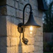 Lindby ulkoseinävalaisin Daphne, musta, anturi, metalli, E27