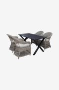LifestyleGardenPöytä 150 cm & 4 kpl Marbella-tuolejaMustaRuokailuryhmä...
