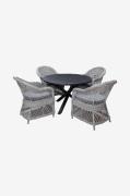 LifestyleGardenPöytä Ø 112 cm & 4 kpl Marbella-tuoleja.MustaRuokailury...
