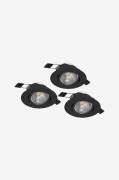 EGLOUpotettu valo Saliceto 88 Mm 4000K Set Of 3MustaKohdevalaisimet- H...