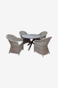 LifestyleGardenPöytä Ø 112 cm & 4 kpl Mercury-tuoleja.HarmaaRuokailury...