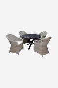 LifestyleGardenPöytä Ø 112 cm & 4 kpl Mercury-tuoleja.MustaRuokailuryh...