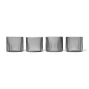 ferm LIVING Ripple lasi matalat 4-pack Smoked Grey