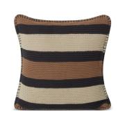 Lexington Striped Knitted Cotton -tyynynpäällinen 50 x 50 cm Brown-dar...