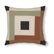 ferm LIVING Border patchwork tyynynpäällinen 50x50 cm Dark sage-red br...