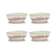 Serax Ottolenghi Feast kulho L Ø17 cm 4-pakkaus White stripes-red