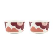 Marimekko Unikko kulho 2,5 dl 2 kpl White-dark cherry-salmon red