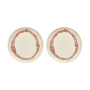 Serax Ottolenghi Feast lautanen M Ø22,5 cm 2-pakkaus White stripes-red