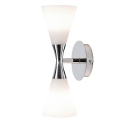 Herstal Harlekin duo seinävalaisin kromi-valkoinen