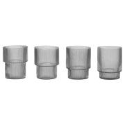 Ferm Living Ripple lasi 4 kpl smoked grey