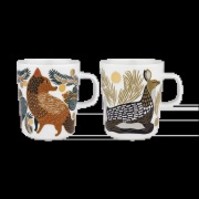 Marimekko Oiva Ketunmarja & Peura muki 25 cl 2 osaa White-coal-mud-lig...