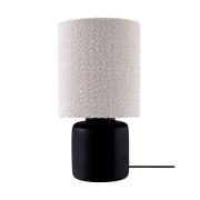 Globen Lighting Florian pöytälamppu Valkoinen bouclé/musta, Ø20×39 cm