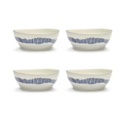 Serax Ottolenghi Feast kulho L Ø17 cm 4-pakkaus White-stripes blue