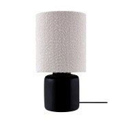 Globen Lighting Florian pöytälamppu Valkoinen bouclé/musta, Ø20×39 cm