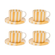 Olsson & Jensen Monica kuppi ja aluslautanen 4-pakkaus - Keltainen