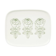 Marimekko Oiva Vihkiruusu lautanen Valkoinen, sage, suorakulmainen 12x...
