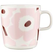 Marimekko Unikko muki 4 dl, valkoinen/vaaleanpunainen/ruskea