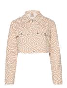 Short Jacket - Swirl Check Print Farkkutakki Denimtakki Beige Barbara ...