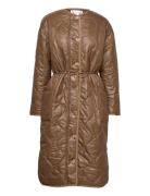 Reece Quilted Coat Topattu Pitkä Takki Brown Dante6