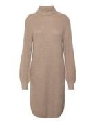 Objmalena L/S Rollneck Dress Lyhyt Mekko Beige Object