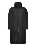 Alma Slit Quilted Jacket Topattu Pitkä Takki Black NORR