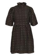 Slfsofine 2/4 Short Jacquard Dress B Lyhyt Mekko Black Selected Femme