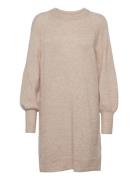 Slflulu Ls Knit Dress O-Neck B Noos Lyhyt Mekko Beige Selected Femme