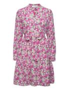 Slfmivi Ls Short Aop Dress B Lyhyt Mekko Pink Selected Femme