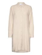 Slfviva-Tonia Long Linen Shirt B Lyhyt Mekko Cream Selected Femme