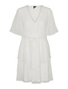 Vmlova Ss Short V-Neck Dress Wvn Lyhyt Mekko White Vero Moda