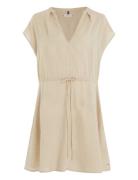 Linen Sleeveless Short Dress Lyhyt Mekko Beige Tommy Hilfiger