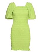 Rikka Plain Dress Lyhyt Mekko Green A-View