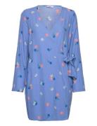 Enlime Ls V-N Dress Aop 7014 Lyhyt Mekko Blue Envii