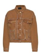 Bella Studded Jacket Farkkutakki Denimtakki Brown AllSaints