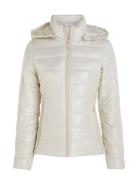 Lw Padded Waisted Nylon Jacket Vuorillinen Takki Topattu Takki White C...