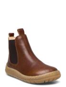 Booties - Flat - With Elastic Bootsit Nauhalliset Saapikkaat Brown ANG...