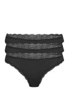 Brief 3-P Em Lace Thong Reg Co Stringit Alusvaatteet Black Lindex