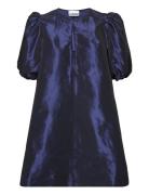 Shiny Taffeta Lyhyt Mekko Navy Ganni