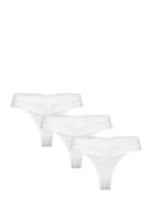 Brief Lacey Thong Low 3 Pack Stringit Alusvaatteet White Lindex