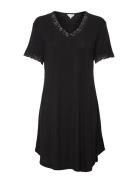 Bamboo Short Sleeve Nightdress With Yöpaita Black Lady Avenue