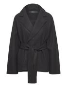 Belted Short Coat Villakangastakki Black Gina Tricot