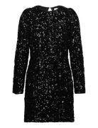 Slfcolyn Ls Short Sequins Dress B Lyhyt Mekko Black Selected Femme