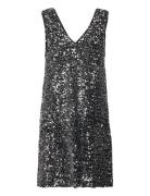 Objkinne Mira S/L Sequin Dress 129 Div Lyhyt Mekko Grey Object