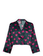 Jacket Ls Satin Hearts Toppi Black Hunkemöller