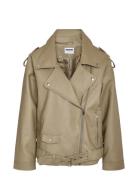 Nmpaulina Over Biker Jacket Noos Nahkatakki Beige NOISY MAY