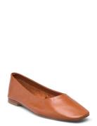 Leather Ballet Flats Ballerinat Brown Mango